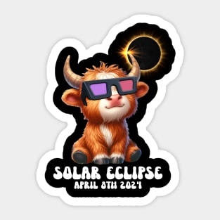 Highland Cow Solar Eclipse April 8th 2024 Sticker